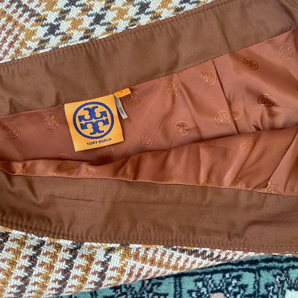 Tory Burch Brown, Tan & Cream Plaid Wool Blend Skirt - Picture 5 of 8